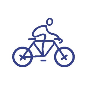A person riding a bike with a helmet on
